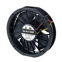 Sanyo Denki 9RFA1312P3G001 Axial DC Axial Fan, Reversible Flow, 136x28mm Round, 12VDC, Tach/PWM