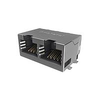 Amphenol Commercial Products RJE3A2886402N Modular Jack Modular Jack - 2P 8P8C, RA, Cat5E, SMT, Single Port, Shield Without Top and Side EMI Tabs, With Housing Pegs, No LEDs