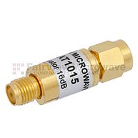 Fairview  FMAT1015 16 dB Fixed Attenuator SMA Male To SMA Female From 0.009 MHz To 6 GHz Rated To 2 Watts With Brass Body