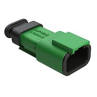 Amphenol SINE Systems ATM04-3P-SR01GN Connectors 3 Position, Receptacle, Pin, Strain Relief End Cap, Green Body