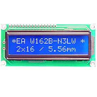DISPLAY VISIONS EA W162B-N3LW LCD Character Displays 2x16, 5.56mm, blue-white LED B./L.