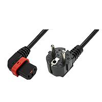 Schaffner IL13P-R-EU1-H05-3100-300 AC Power Cord w/Lock C13+ right-angled, Schuko plug, H05VV-F, 3x1.00 mm sq., 3 m, Black