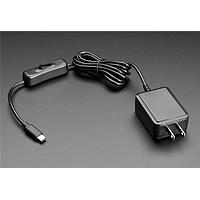 Adafruit 5801 Fixed Plugs Vertical Wall Power Supply with USB C - 5V 3A Output and Switch