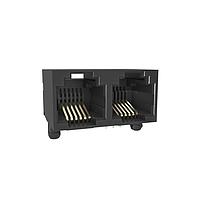 Amphenol Commercial Products RJE7E2660400 Connectors Twoport 6P6C R/A unshield Tab up w/o LED