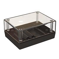 Serpac 132RC2AA,BK Plastic Clear Top Desktop Enclosure w/ 2AA Battery Compartment, 4.38x3.25x2.00in.