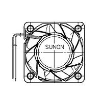Sunon PF38281B1-000U-A99 Axial Axial Fan, 38x38x28mm, 12VDC, 18.1CFM, 1.42"H2O, Ball, Wire, Auto Restart
