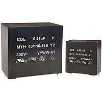 Cornell Dubilier (CDE) MYH105K300N30 EMI/RFI Suppression Capacitor 1uF 300V 42x40x20 37.5LS Y2 THB 2,000hr @85C, 85% RH & Vr Humidity AEC-Q200
