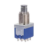 Nidec Components 8Y3011-Z Sealed 3PDT, ON-ON, pushbutton, 15/32"-32 threaded bushing, solder lug terminals, 6A @ 125V AC