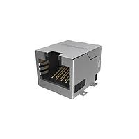 Amphenol Commercial Products RJE3A1886402N Modular Jack Modular Jack - 8P8C, RA, Cat5E, SMT, Single Port, Shield Without Top and Side EMI Tabs, With Housing Pegs, No LEDs