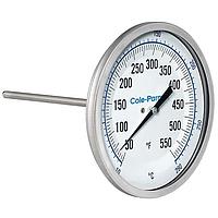 Cole parmer EW-90590-71 Industrial Silicone-Filled Bimetal Thermometer (10~290°C; 4”Stem; 5"Dial)