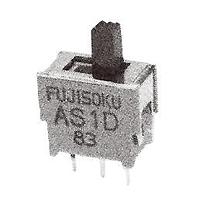 Nidec Components AS1D-6M-10-Z Hyper-Miniature Slide Switch SPDT, ON-ON, slide, right angle PC terminals with .3" pitch, 50mA @ 60V AC/DC