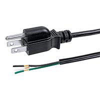 Bel PC-ASLK020M AC Power Cord Power Supply Cord  NEMA 5-15P to Blunt End  2m  18 AWG  Black