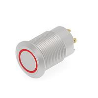 Alcoswitch - TE Connectivity AV12F10E312Q04 Anti-Vandal Stainless, Flush Button, Red LED ring, Solder terminal, LED 12VDC