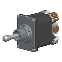 Carling Technologies STL2E4-53 Toggle Switches 2-pole, (ON) - OFF - (ON), 16A 12/24VDC not HP rated, Non-Illuminated, Sealed Dull Nickel Toggle Switch with Screw with Cage Clamps