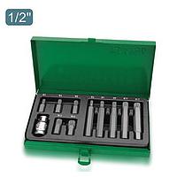 TOPTUL GAAD1102 11PCS 1/2 inch DR. Hex Shank Spline Insert Bit Set