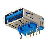 Kycon KUSBX-AS1N9-1-BL30 USB Type A Connectors 9P USB 3.0 TYPE A SOCKET TH 30u" GOLD