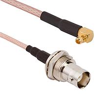 Amphenol RF 095-850-301-018 RF Cable Assemblies BNC Straight Bulkhead Jack IP67 to MMCX Right Angle Plug RG-316 50 Ohm 18 inches (457 mm)