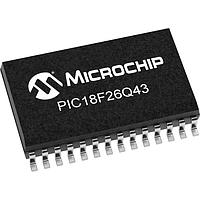 Microchip Technology PIC18F26Q43T-I/SO Microcontrollers 64KB Flash, 4KB RAM, 3x 16-bit PWMs, 6 ch DMA Comparator, 8-bit DAC, 12-bit ADCC