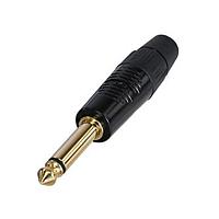 REAN RP2C-B Phone Connectors MONO 1/4 PLUG BLACK/GOLD - BAG