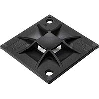 HellermannTyton 151-10916 4-Way Mount Q Tie Mount with Adhesive, 1.6" x 1.6" x 0.26", 4 way entry for Q18 thru Q120 ties, PA66, Black, 50/pkg