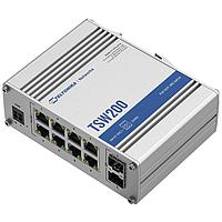 Teltonika TSW200000070 Industrial Ethernet Switches Power over Ethernet - PoE Industrial unmanaged switch. 8 x Ethernet PoE+ ports, 2 x SFP ports. With DIN Rail mount with US PSU