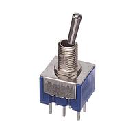 Nidec Components 8A2012-Z High-Reliability Miniature Toggle Switch DPDT, ON-ON, 10.5mm toggle, 1/4"-40 threaded bushing, straight PC terminals, 6A @ 125V AC