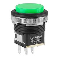 NKK Switches LB16WKW01-FJ Pushbutton Switches SPDT ON-ON GRN Ag PNL SEAL BLK HOUSING