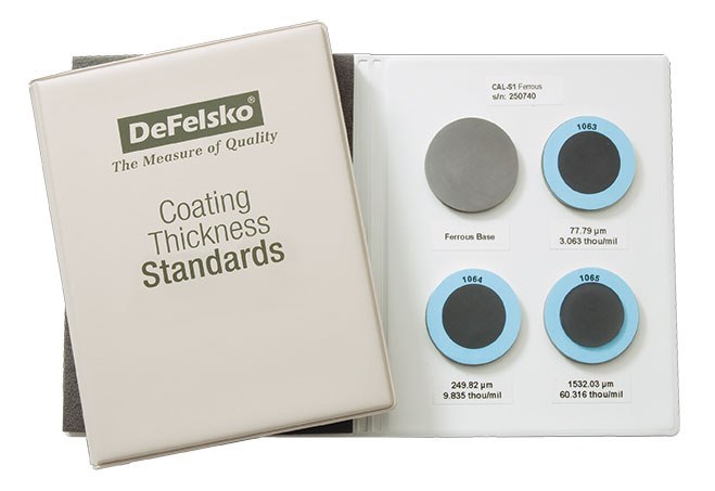 Coated metal calibration standards for coating thickness measurement