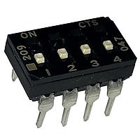 CTS Electronic Components 209-4LPSFD DIP Switches THROUGH HOLE, GOLD DIP SWITCH, 4-POLE, LOW PROFILE ACTUATOR, BOTTOM SEAL, OFF, STRAIGHT TERMINAL FORM, TUBE PACK