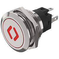 EAO 82-6151.1A14.B006 Anti-Vandal Illuminated pushbutton.momentary.22mm D-Shape.Stainless steel.Flush/flat.Illum symbol B006 Door Open red.24V.Ag.Plug In