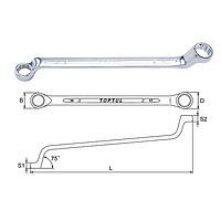 TOPTUL AAEI3436 Double Ring Wrench 75° Offset (34x36mm)