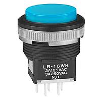 NKK Switches LB16WKW01-GJ Pushbutton Switches SPDT ON-ON BLU Ag PNL SEAL BLK HOUSING