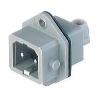 Lumberg Automation 930622106 Heavy Duty Power Connectors Rectangular Receptacle Power Connector, Male, Front Mount with Flange 2-PIN +PE, Grey Housing