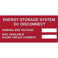 HellermannTyton 596-00987 Solar Label Solar Label, Printable, ENERGY STORAGE...DISCONNECT, 3.75" x 2.12", PET, Red, 50/roll