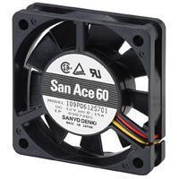 Sanyo Denki 109P0612K7D01 Axial DC Axial Fan, 60x60x15mm, 12VDC, Locked Rotor Sensor