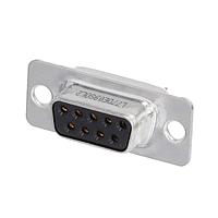 Amphenol Commercial Products L77DE09SOL2 Receptacle Dsub, Machined Pin 7.5A, Straight PCB Thru Hole, Cnt Length=5.5mm (.217in), Cnt =0.6mm (.024in), 09 Socket, Bright Tin Shell, Flash Gold, 3.1mm (.122in) Clear Hole