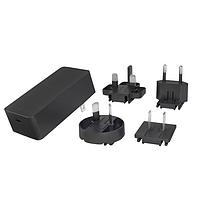 CUI Inc SMI45C-P-E Interchangeable Plugs ac-dc, 5V/3A-9V/3A-12V/3A-15V/3 A-20V/2.25 A, multi-blade, EU blades, USB C inlet, black, level VI
