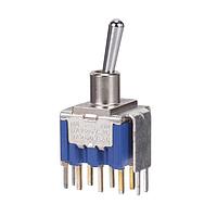 Nidec Components 8GA2012-Z Washable Toggle Switch DPDT, ON-ON, 10.5mm toggle, 7.1mm smooth bushing, straight PC terminals w/bracket, 6A @ 125V AC, washable