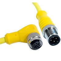 Mueller C4AD02M010 Sensor Cables / Actuator Cables M12 Cordset, 4-Position Male Straight to Female Right Angle, 18 AWG, 10M