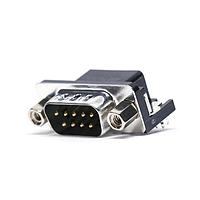 Amphenol Commercial Products L17HTNEP4F1C Plug Dsub, Stamped Signal 3A, Right Angle PCB Thru Hole, Hight Temp Std Density, FP=8.08mm(.318in), 09 Pin, Bright Tin Shell+Grounding Dimples, Flash Gold, 4-40 Removable Front Screwlock, Ground Tab&Boardlock, Plastic Tray, Close Back