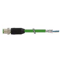 Murrelektronik 7000-15501-8311000 Connectors M12 male 0 shielded Y-cod. with cable, Hybrid, PUR AWG20+26 shielded gn UL/CSA+robot+drag ch 10m
