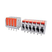 Amphenol Anytek QT02BDP83H0000G Fixed Terminal Blocks 2P,Pitch 7.5, Double-Pole  Soldering Foot ,Soldering foot length5.0180D  wire insertionBady/Gray+Lever/Orange
