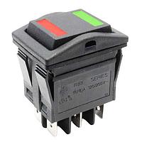 E-Switch RB547A1100-136 Rocker Switches Rocker, 16A, DPDT, (On)-Off-On, Panel Mount, Snap-In, LED Red/Green