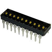 CTS Electronic Components 210-10MSTFD DIP Switches THROUGH HOLE, GOLD FLASH DIP SWITCH, 10-POLE, MEDIUM ACTUATOR, BOTTOM SEAL, TAPE SEAL, OFF, STRAIGHT TERMINAL FORM, TUBE PACK