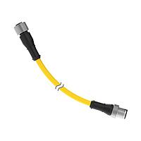 Banner Engineering DEE7-41D Sensor Cables / Actuator Cables Cordset: Double Ended M12; 4-pin Straight Female; 5-pin Straight Male; 0.31 m 4x22 Yellow PVC Jacket; Nickel-Plated Brass Coupling Nuts