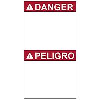 HellermannTyton 596-00995 Labels Pre-Printed Header Label, DANGER, English/Spanish, Perforated, 2.75" X 5.0", PET, Red, 250/roll
