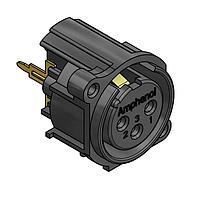 Amphenol Audio AC3FAVL2-AU-PRE Connectors 3 Pole XLR Female Chassis Mount A Type Gold Contacts Black Finish Vertical PCB