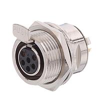 Amphenol Audio AG6FCE Miniature XLR Connector 6 Pole Mini XLR Chassis Mount G Type Female Contacts Vertical PCB Nickel Finish