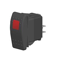 Carling Technologies V1D1B60B-ARC00-000 Rocker Switches 1-pole, ON - None - OFF, 20A 12VDC not HP rated, Illuminated, Sealed Contura II Rocker Black Switch with Red Lens and .250 Tab (Q.C.), 8 Terminal base