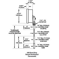 Palmer Wahl 50HXX Rigid Stem Direct Drive Dial Storage Tank Thermometers (Stem Length: >15 Feet (4572 mm))